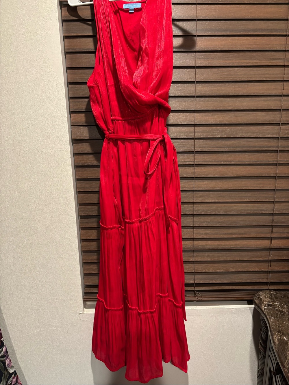 Draper James Vibrant Red Sleeveless Maxi Dress with Waist Tie